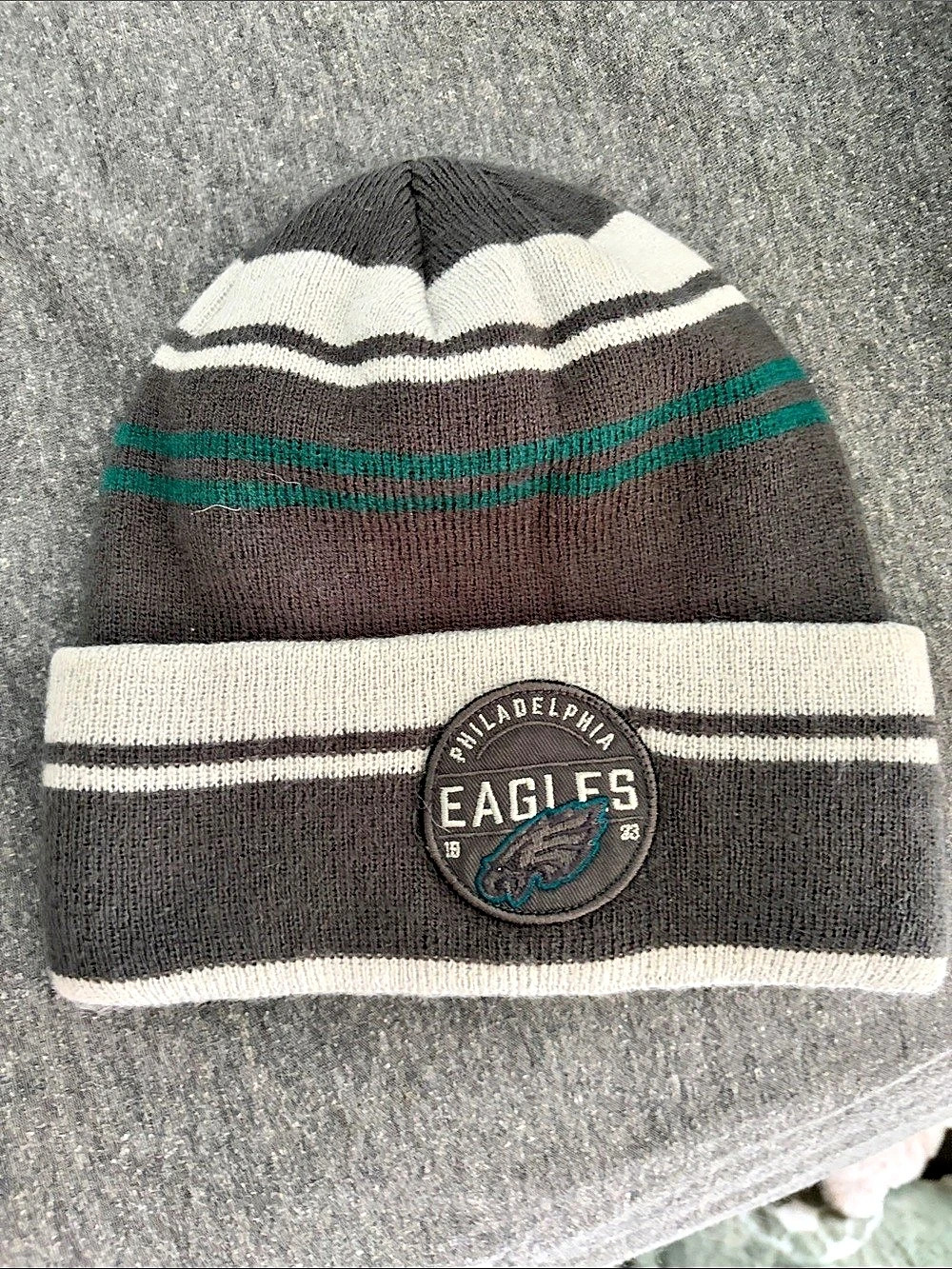 NFL Philadelphia Eagles Striped Knit Beanie Black & White